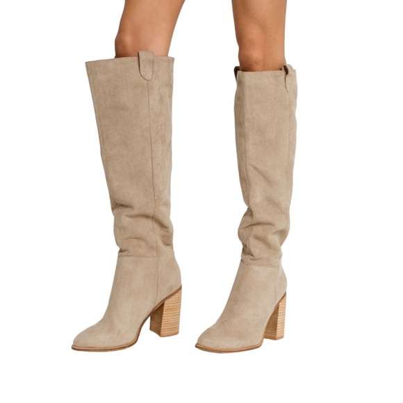 MI.IM Saint Slouch Knee Length Boots Suede Slip On Women’s Sz 9 Taupe - Picture 10 of 10